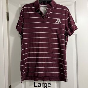 Aeropostale Men's Burgundy Striped Polo Shirt